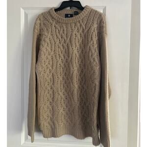 GUC PJ Mark Men's Tan Pullover Crew Neck Sweater Heavy Warm Size Large